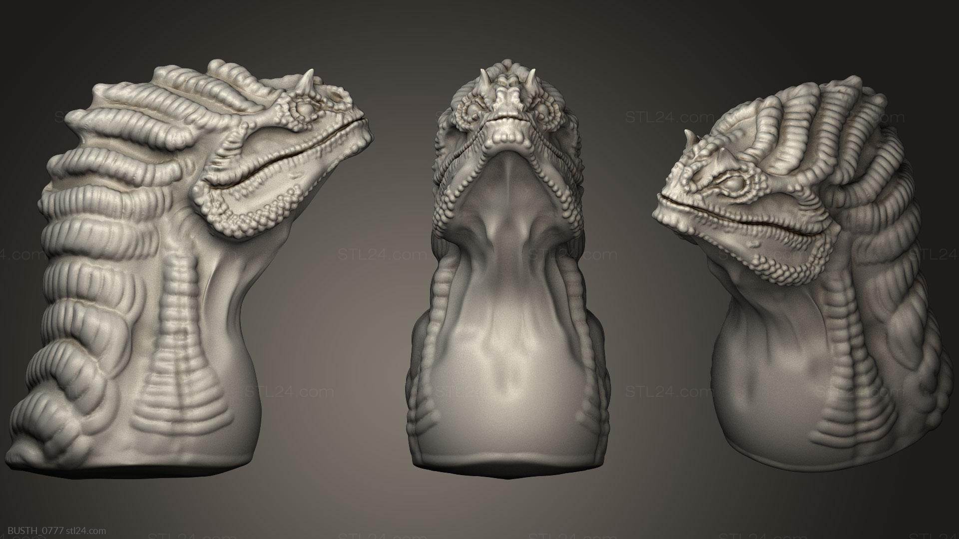 Бюсты монстры и герои (Морское чудовище 33, BUSTH_0777) 3D модель для ЧПУ станка